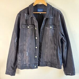 Arizona Jean Company Women's Distressed Black Denim Jacket Size Large